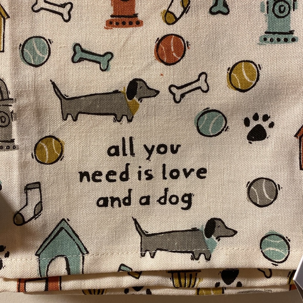 2-Hand Towels, 21”x26” ALL YOU NEED IS LOVE AND A DOG ®️PRIMITIVES BY KATHY, NWT
